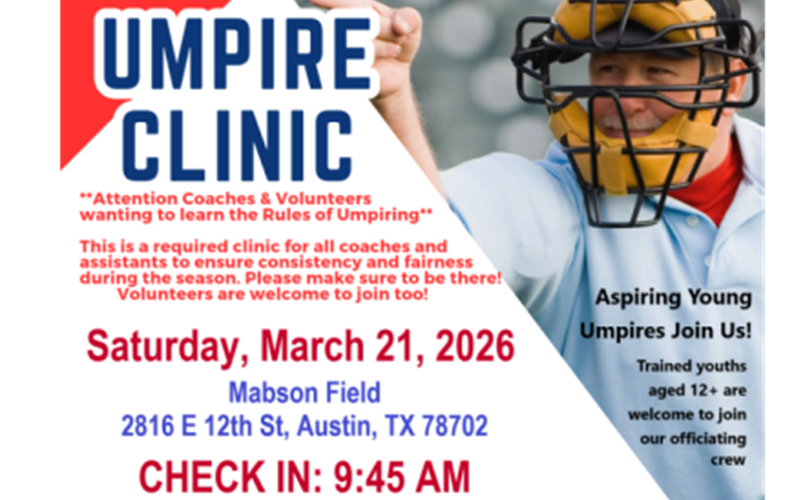 Umpire Clinic March 21, 2026 at Mabson Field